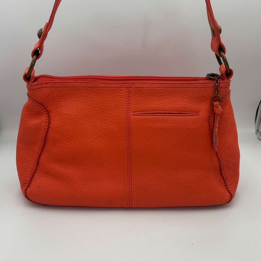 The Sak Iris Orange Pebbled Leather Shoulder Bag Hobo Zip Top 12162 - Picture 9 of 14
